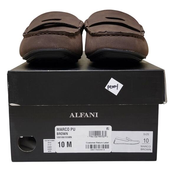 Alfani Men Marco Slip On Moc Toe Penny Loafers Size US 10M Brown Faux Suede - Picture 4 of 4